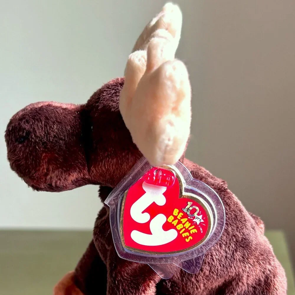 4589 2002 Zeus Orange Brown Moose Big Antlers Ty Beanie Baby Plush Stuffed MWMT - Picture 2 of 9